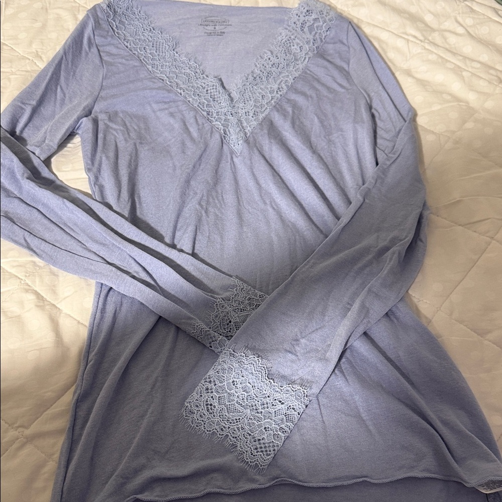 Intimissimi Soft Blue Lace Detail Top